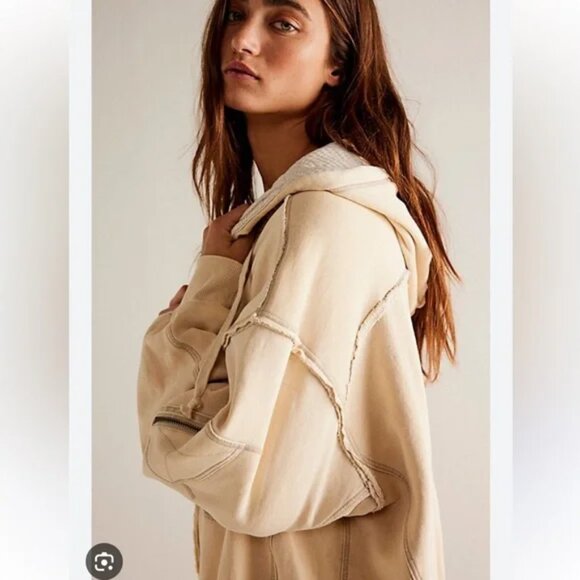 072 Free People We The Free By Your Side Thermal Lined Zip Up Hoodie Sweatshirt - Picture 2 of 7